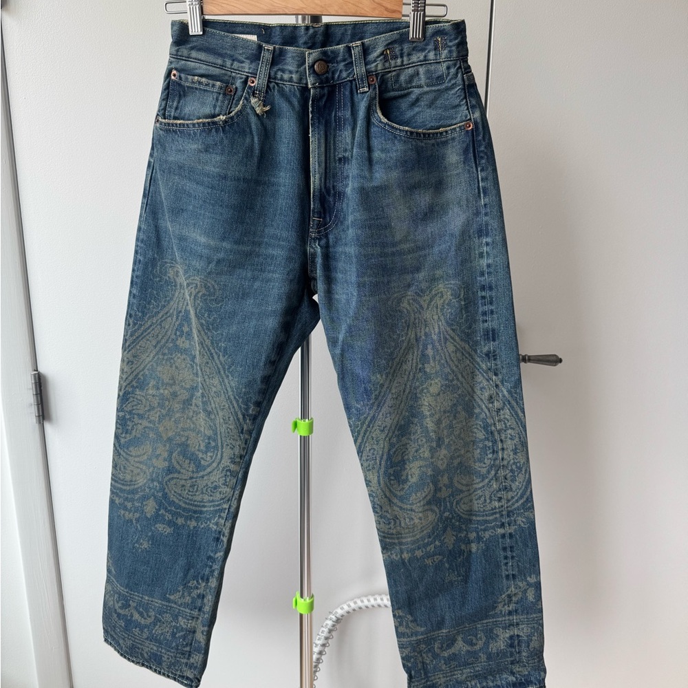 R13 Women's Blue Paisley-Patterned Boyfriend Jeans